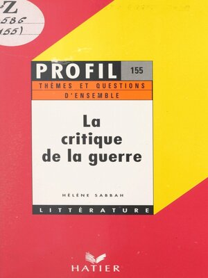 cover image of La critique de la guerre